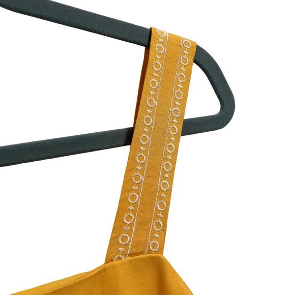 J. Crew Embroidered Scalloped Tiered Dress Yellow White Size 4 - Picture 3 of 8